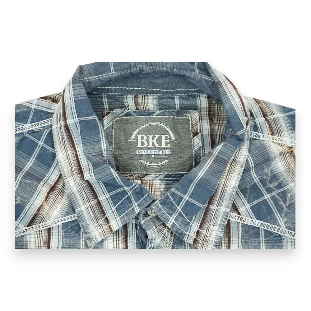 BKE Men's Buckle Athletic Fit Western Cowboy Shirt Heavy Stitch Plaid‎ Size XL